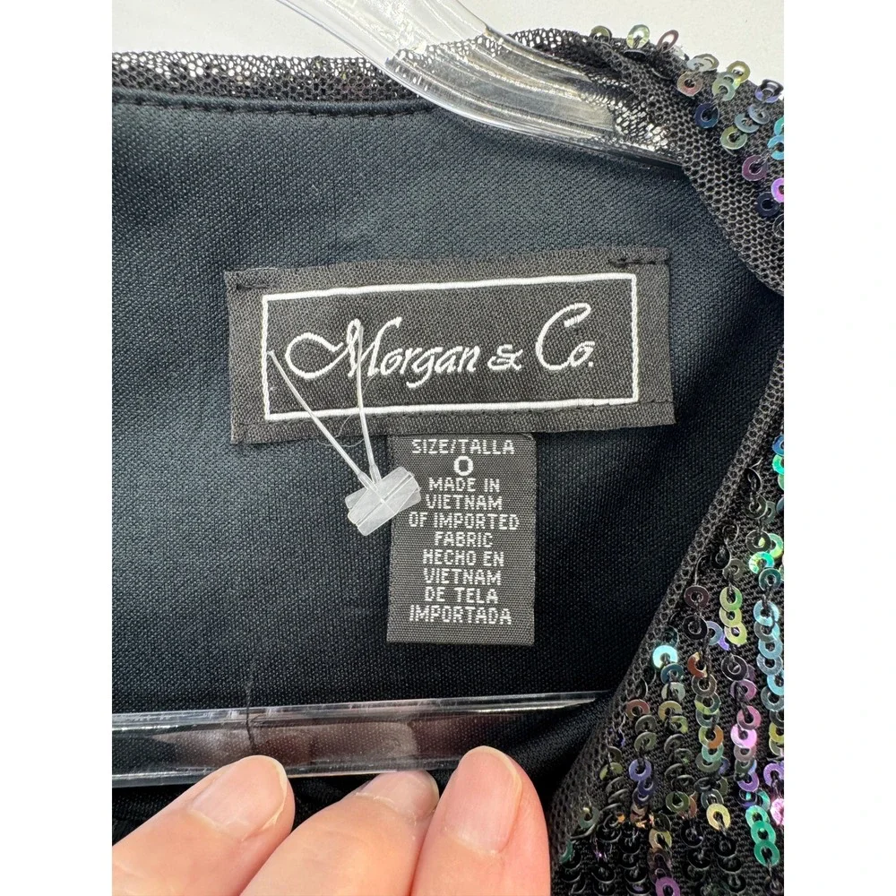 Morgan & Co Homecoming 2-pc Skirt Set Womens 0 Black Multi Sequin Party Glam NWT